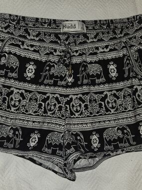Mudd Black and White Elephant Print Athletic Shorts